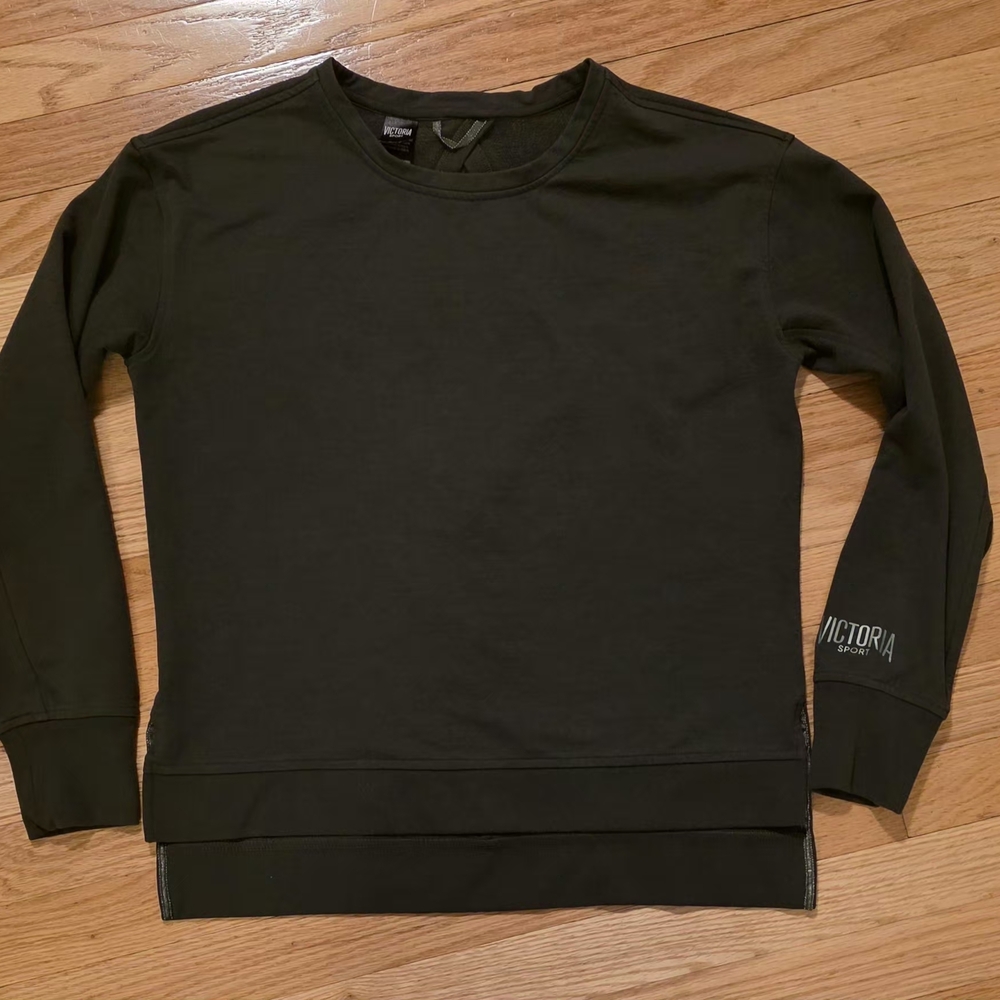 Vixtoria Sport Women's XS Dark Green Keyhole Open Back Crewneck Sweatshirt